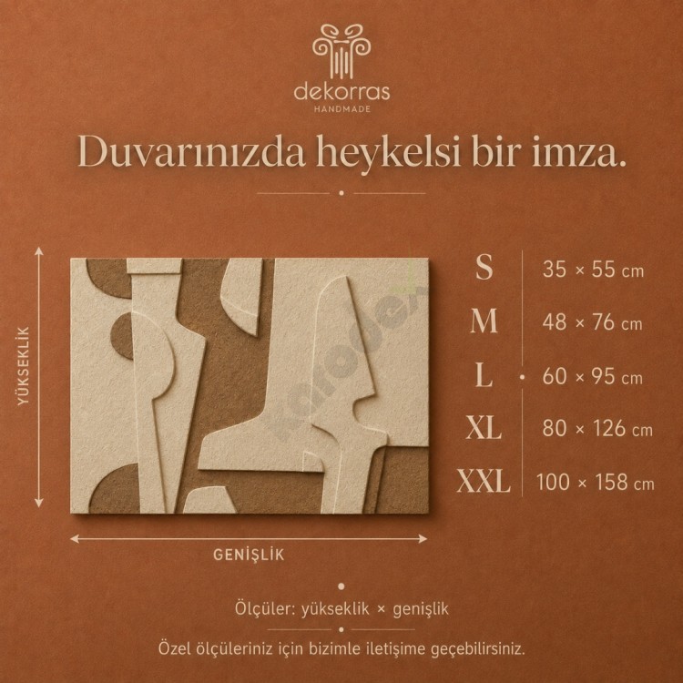 Dekorras DKR-115 Krem Soyut Geometrik Kabartmalı 3D Tablo