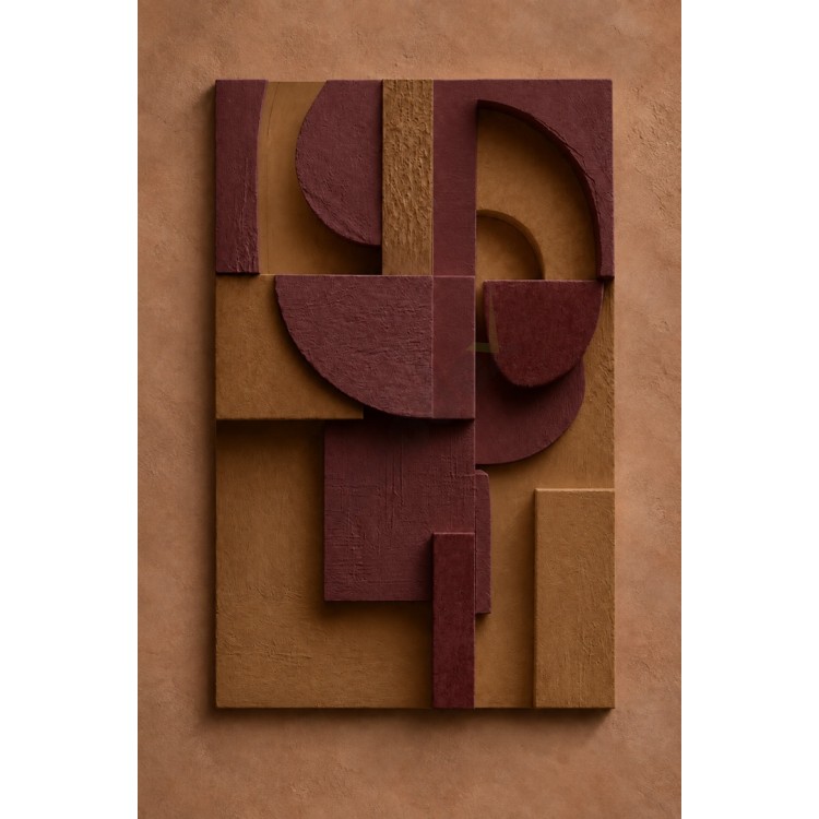 Dekorras DKR-116 Bej Krem Dairesel Geometrik Kabartmalı 3D Tablo