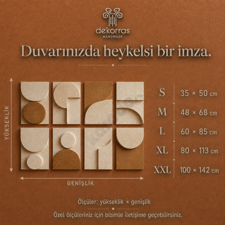 Dekorras DKR-123 Nötr Tonlu Geometrik Sekizli 3D Tablo