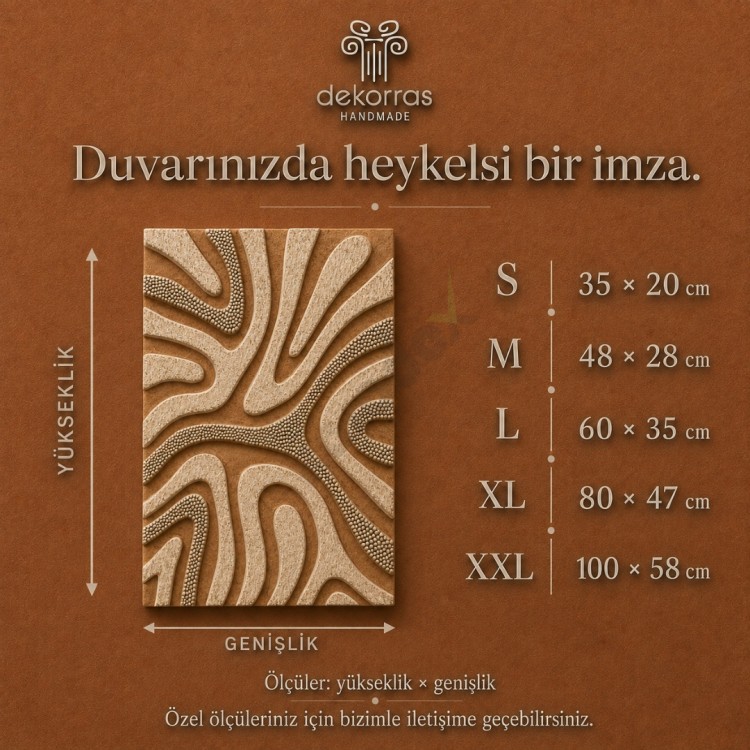 Dekorras DKR-125 Krem Işınsal Organik Dokulu Kabartmalı 3D Tablo