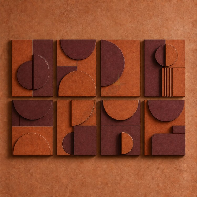 Dekorras DKR-126 Bordo Krem Dairesel Geometrik Sekizli 3D Tablo