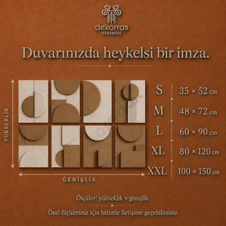 Dekorras DKR-126 Bordo Krem Dairesel Geometrik Sekizli 3D Tablo