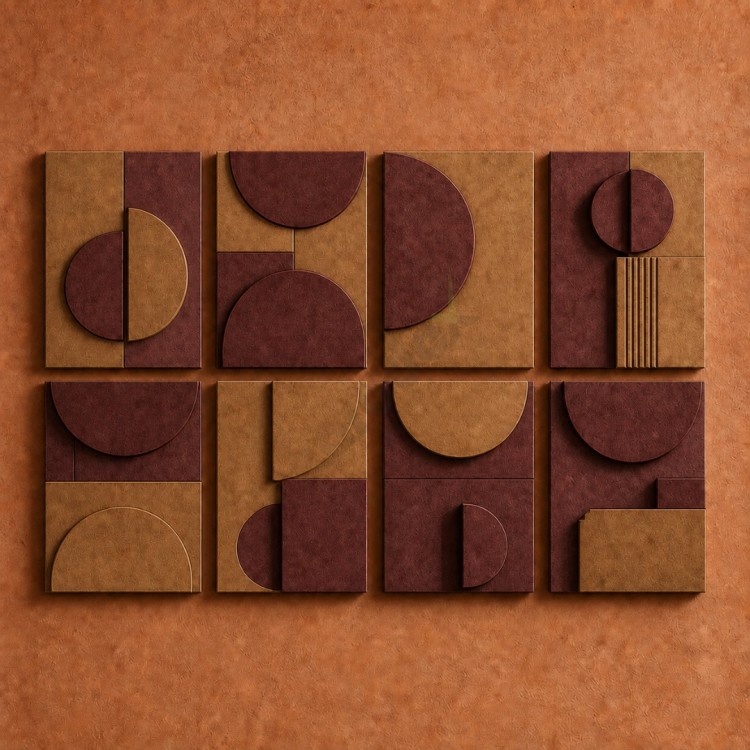 Dekorras DKR-126 Bordo Krem Dairesel Geometrik Sekizli 3D Tablo
