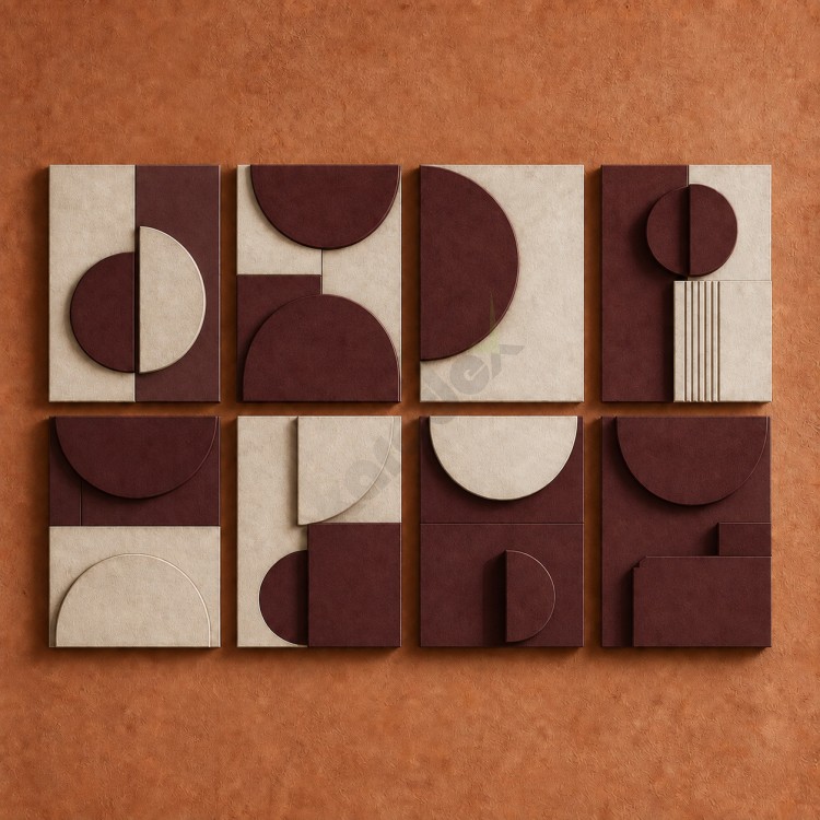 Dekorras DKR-126 Bordo Krem Dairesel Geometrik Sekizli 3D Tablo