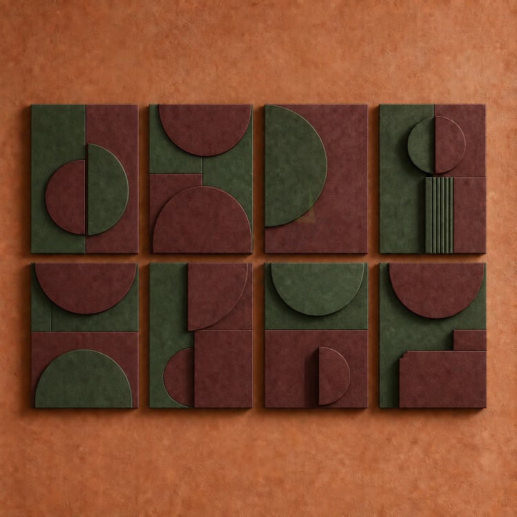 Dekorras DKR-126 Bordo Krem Dairesel Geometrik Sekizli 3D Tablo