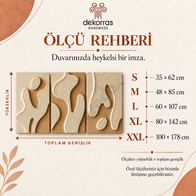Dekorras DKR-130 Krem Organik Formlu Üçlü Kabartmalı 3D Tablo Dekorras DKR-130 Krem Organik Formlu Üçlü Kabartmalı 3D Tablo