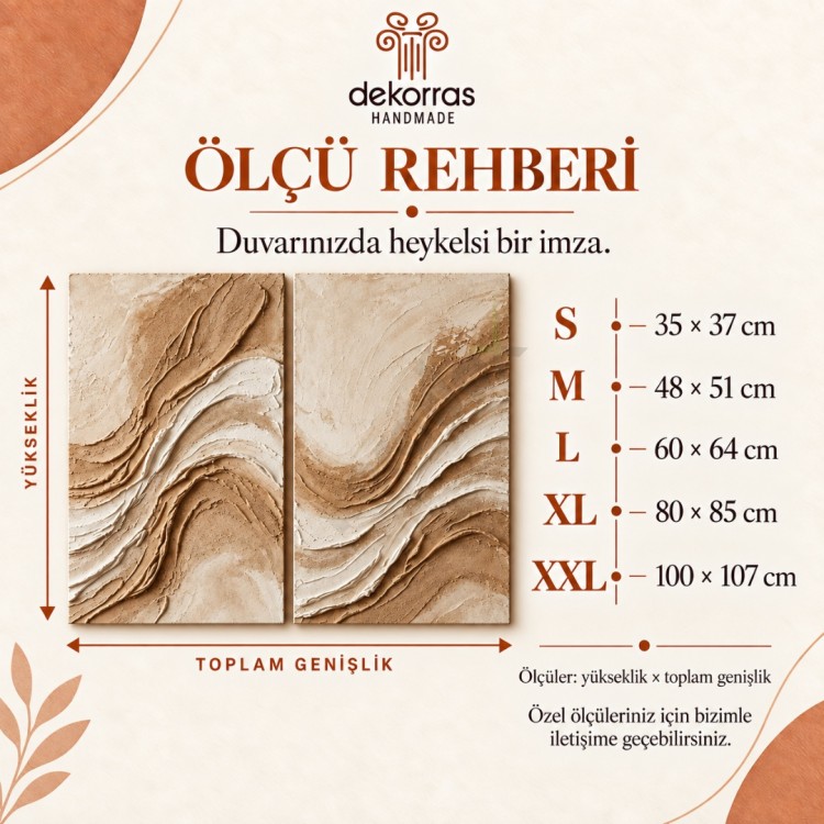 Dekorras DKR-131 Bej Krem Katmanlı Dalga Desenli İkili 3D Tablo