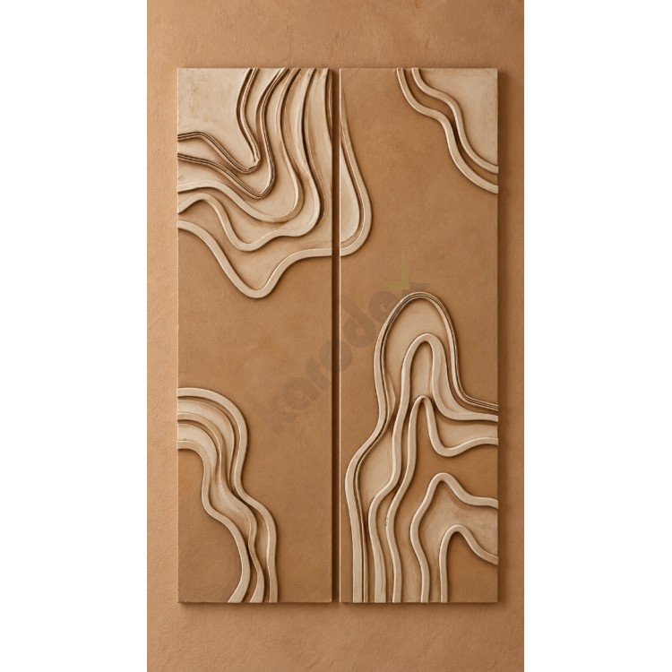 Dekorras DKR-134 Taupe Akıcı Çizgili Kabartmalı İkili 3D Tablo Dekorras DKR-134 Taupe Akıcı Çizgili Kabartmalı İkili 3D Tablo