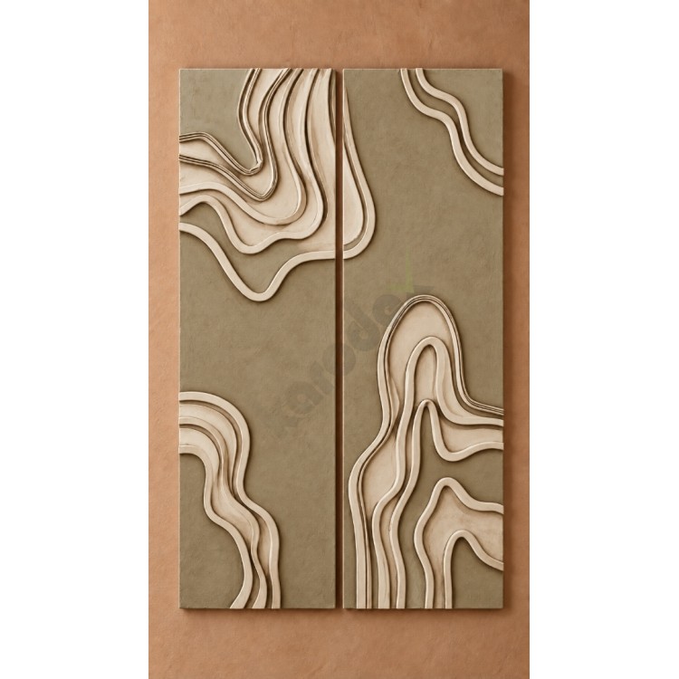 Dekorras DKR-134 Taupe Akıcı Çizgili Kabartmalı İkili 3D Tablo Dekorras DKR-134 Taupe Akıcı Çizgili Kabartmalı İkili 3D Tablo