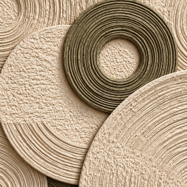 Dekorras DKR-143 Krem Altın Tonlu Dairesel Dokulu 3D Tablo
