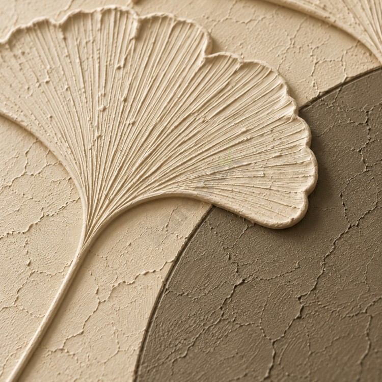 Dekorras DKR-166 Ginkgo Yapraklı Kemer Desenli Kabartmalı 3D Tablo