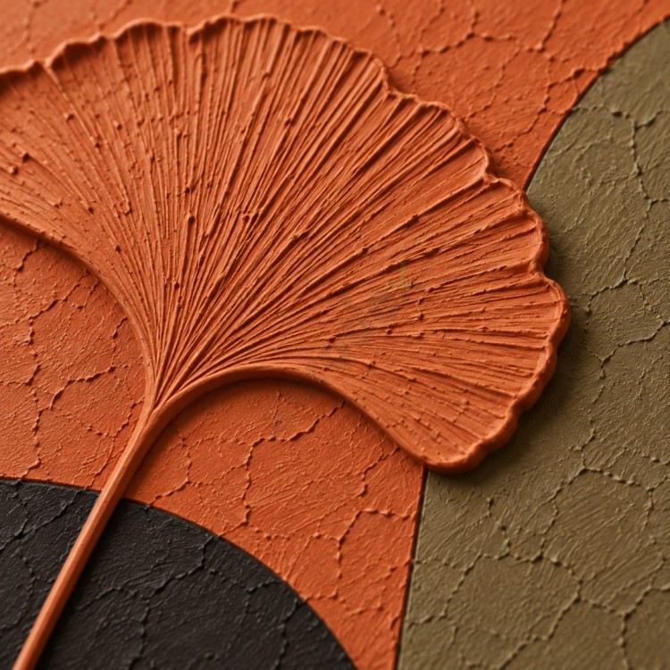 Dekorras DKR-166 Ginkgo Yapraklı Kemer Desenli Kabartmalı 3D Tablo