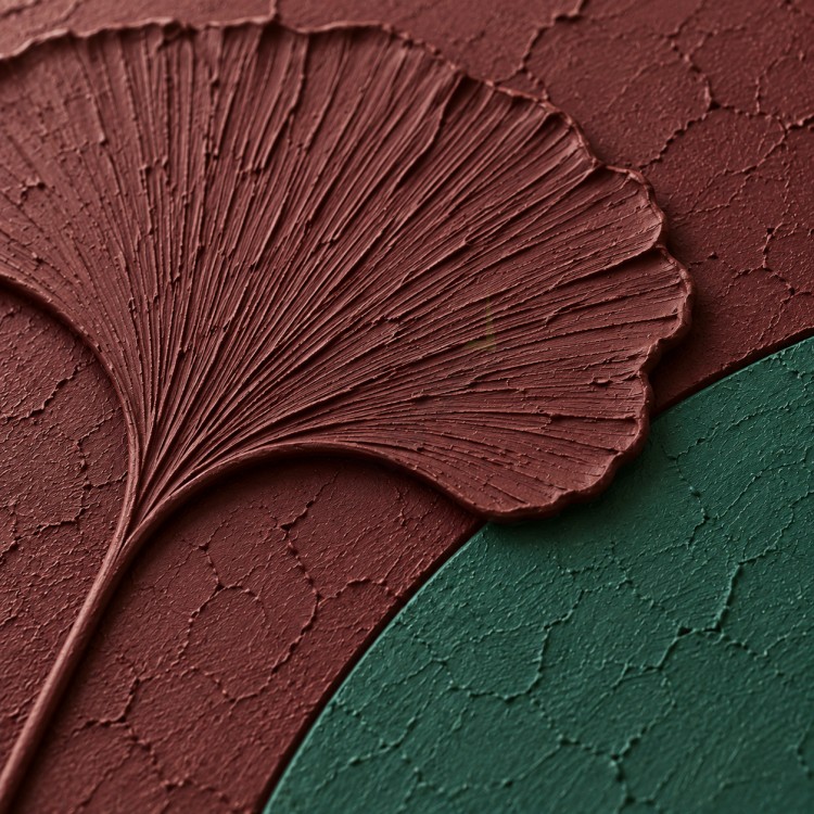 Dekorras DKR-166 Ginkgo Yapraklı Kemer Desenli Kabartmalı 3D Tablo