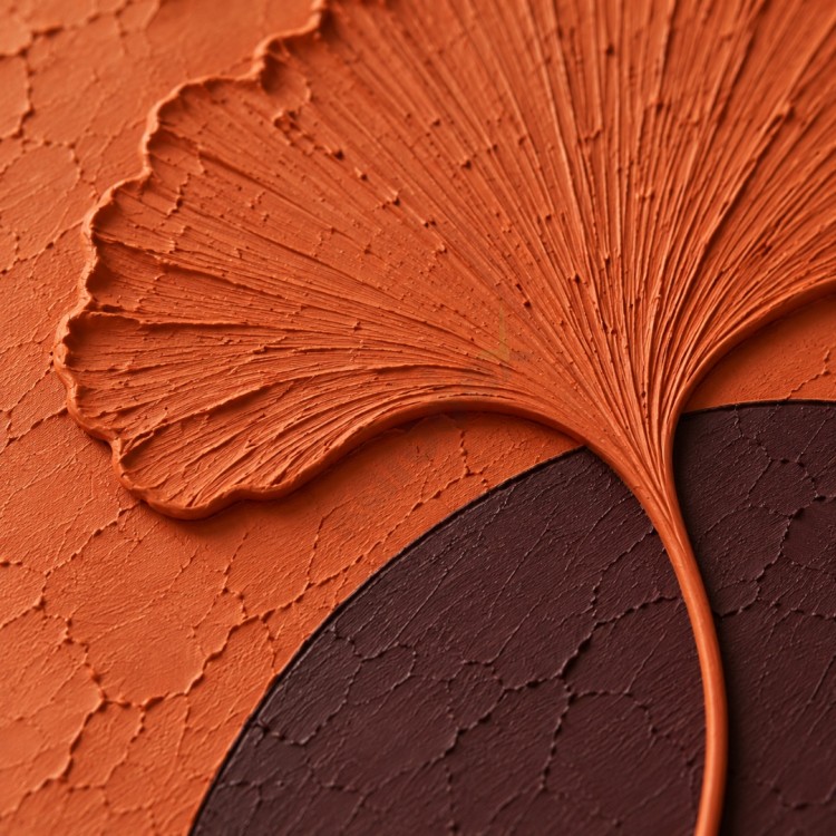 Dekorras DKR-166 Ginkgo Yapraklı Kemer Desenli Kabartmalı 3D Tablo