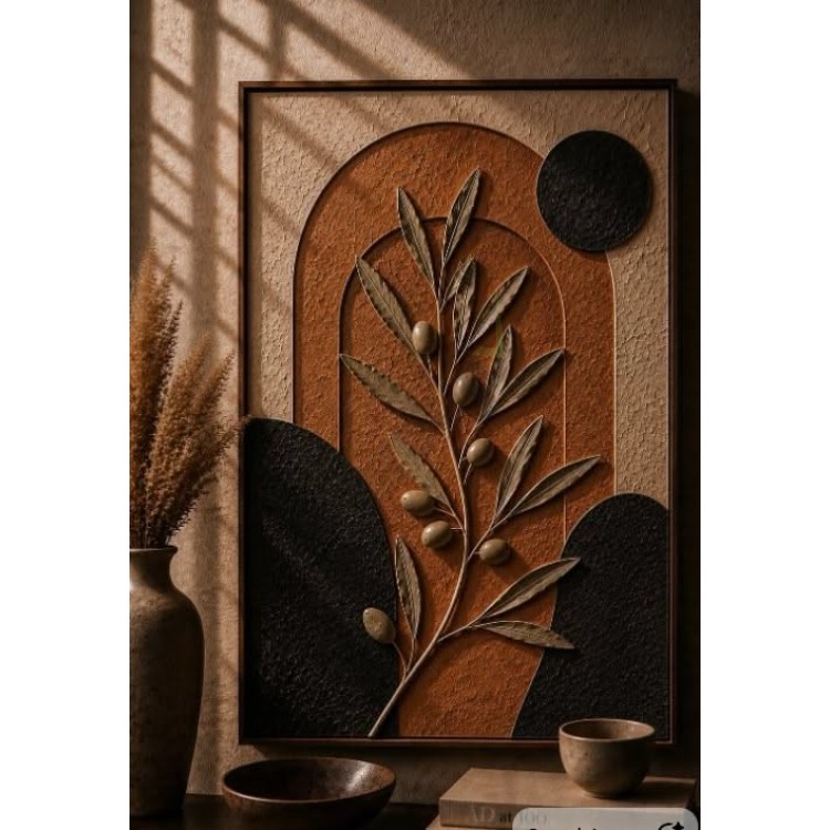 Dekorras DKR-168 Zeytin Dalı ve Kemer Motifli Kabartmalı 3D Tablo